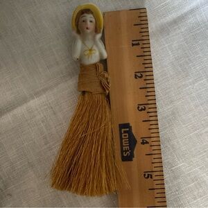 Vintage Porcelain Doll crumb  Broom